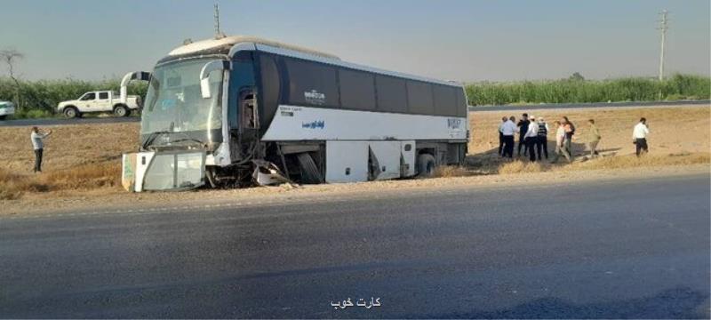 واژگونی اتوبوس در محور شوش - اهواز